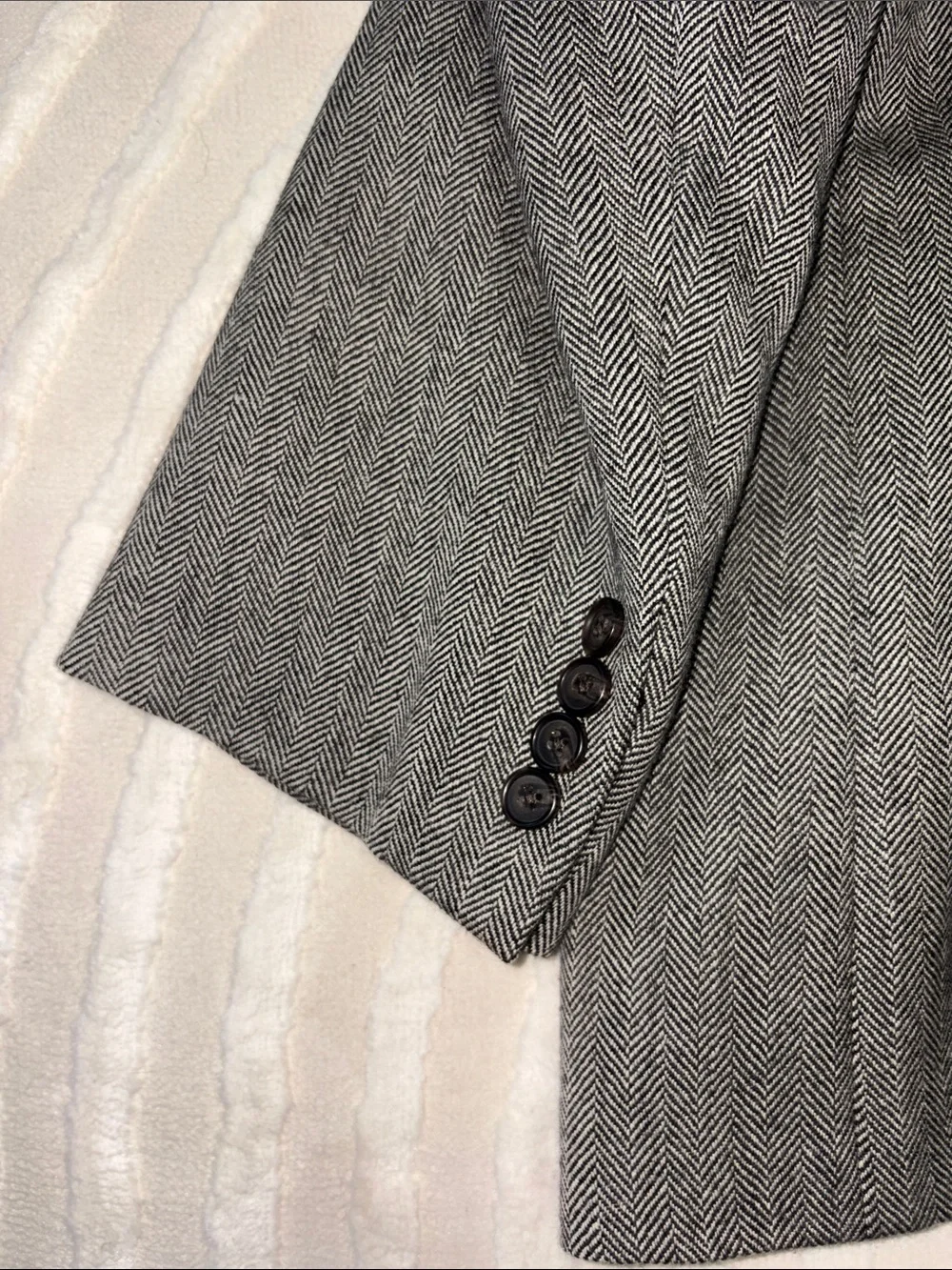 Ralph Lauren Gray Herringbone Two-Button Sport Coat
